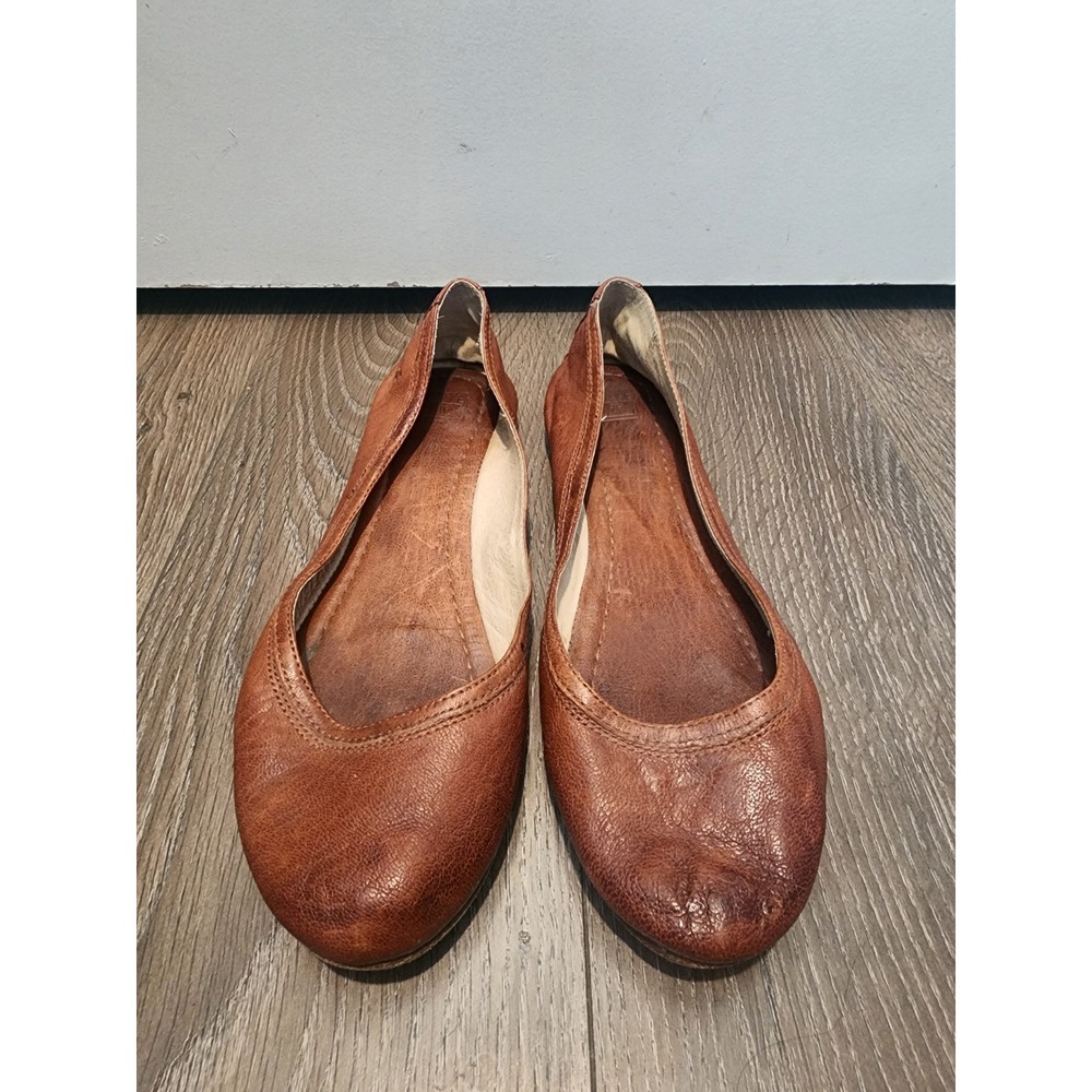 Frye Carson Ballet Cognac Leather Flats Round Toe Shoes 9M